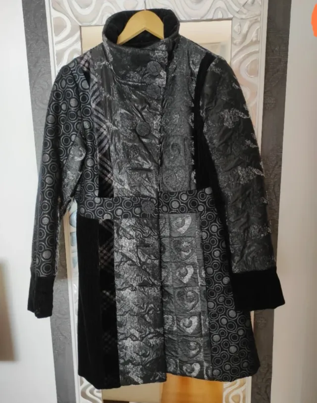 Cappotto Patchwork Nero e Argento
