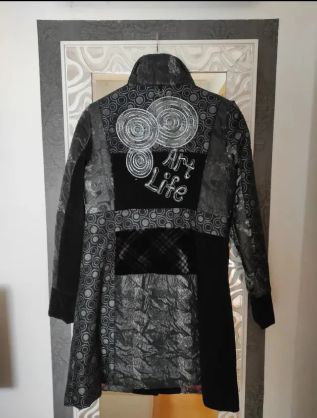 Cappotto Patchwork Nero e Argento