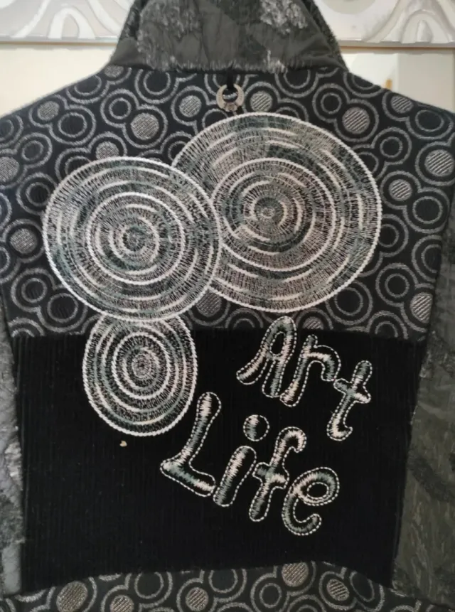 Cappotto Patchwork Nero e Argento