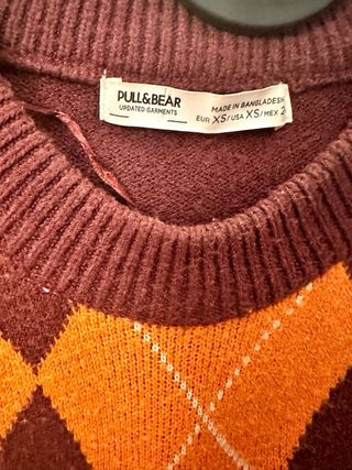 Jersey Pull&Bear rombos naranja y marrón Talla XS