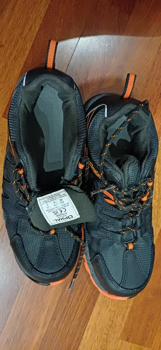 Zapatos de seguridad trabajo negros y naranjas