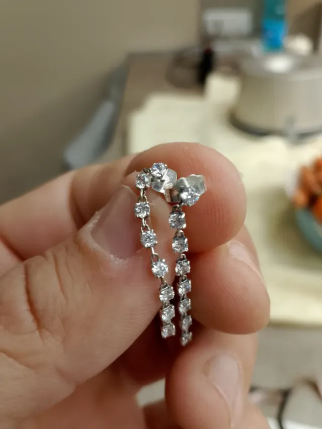 Orecchini Pandora Pavé Pendenti Lunghi Argento