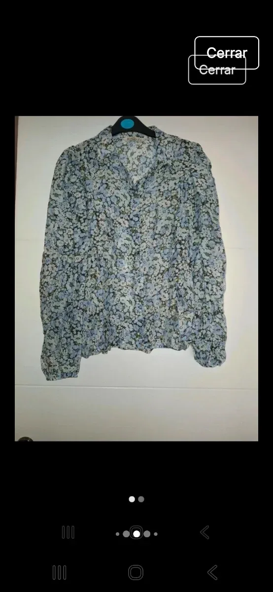 Camisa floral azul y verde talla M