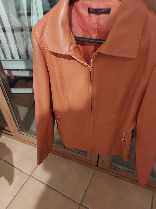 Chaqueta de cuero naranja Talla M
