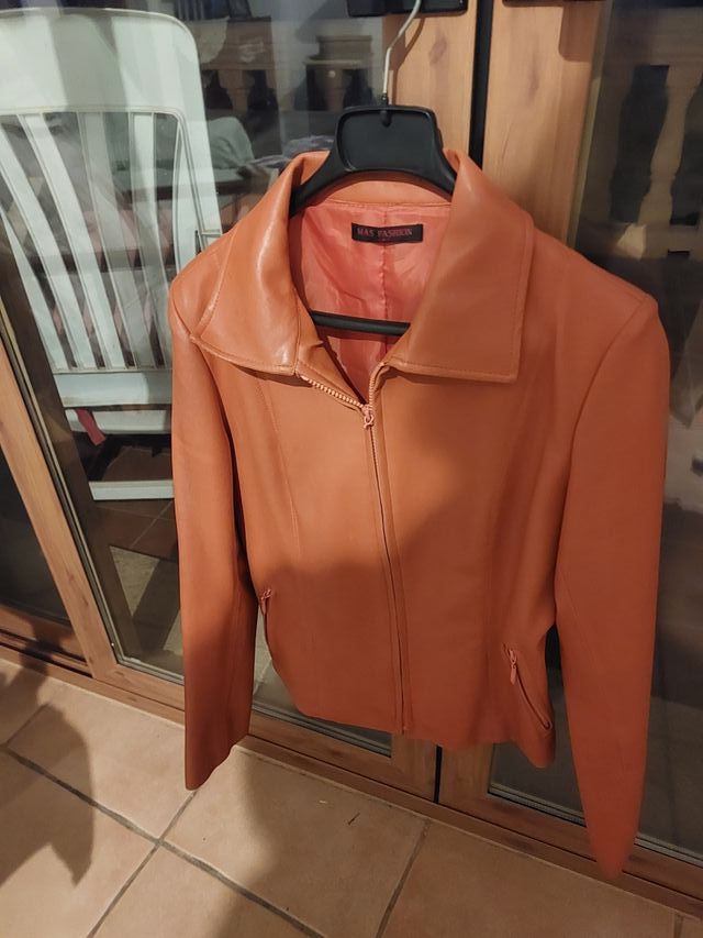 Chaqueta de cuero naranja Talla M