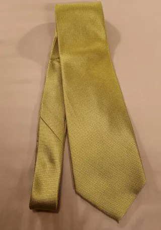 Corbata Firenze Italiana Dorada verde de Seda.