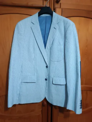 Chaqueta Americana Rayas Azul/Blanco