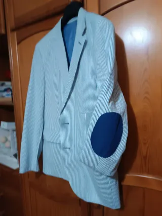 Chaqueta Americana Rayas Azul/Blanco