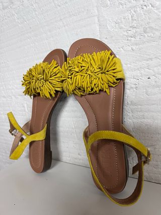 Sandalias Tater's Piel/Ante Amarillas Talla 38