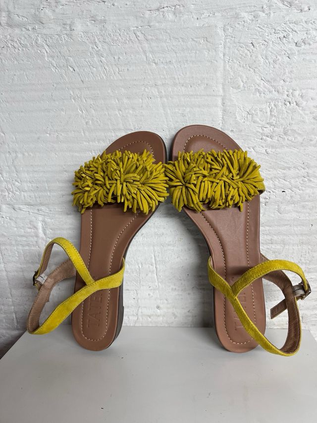 Sandalias Tater's Piel/Ante Amarillas Talla 38