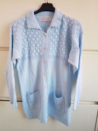 Cardigan Azzurro Vintage Orlon cotone daisy blu