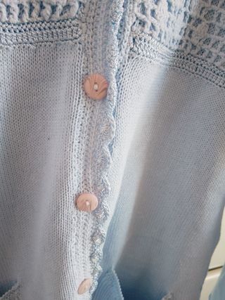 Cardigan Azzurro Vintage Orlon cotone daisy blu