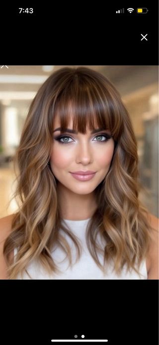 Preciosa Peluca castaña con reflejos rubios