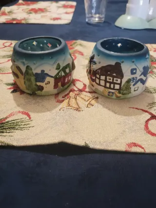 Portacandele natalizi in ceramica