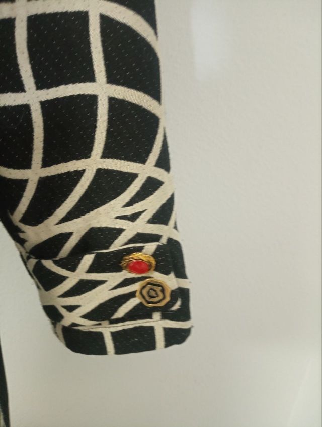 Abrigo Desigual Negro/Blanco Botones Multicolor