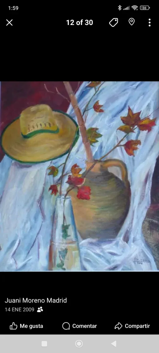 Quadro dipinto ad olio in stile rustico multicolore