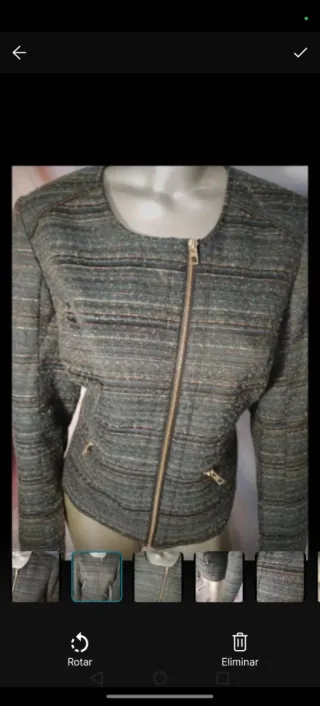 Chaqueta tweed dorada y gris