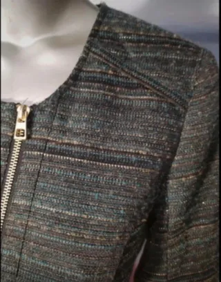 Chaqueta tweed dorada y gris