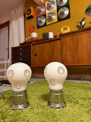 Coppia Lampade Vintage Vetro e Metallo