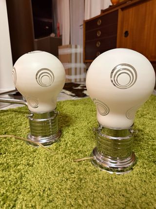 Coppia Lampade Vintage Vetro e Metallo