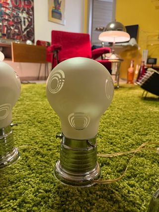 Coppia Lampade Vintage Vetro e Metallo