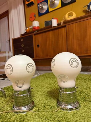 Coppia Lampade Vintage Vetro e Metallo