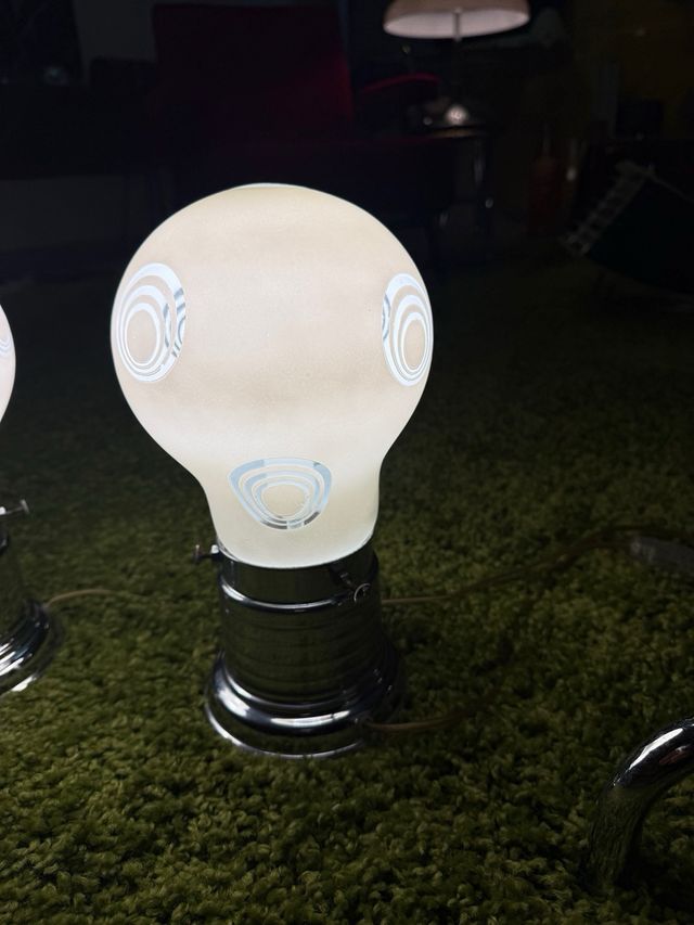 Coppia Lampade Vintage Vetro e Metallo