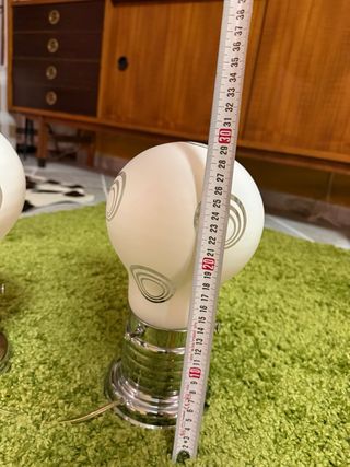 Coppia Lampade Vintage Vetro e Metallo