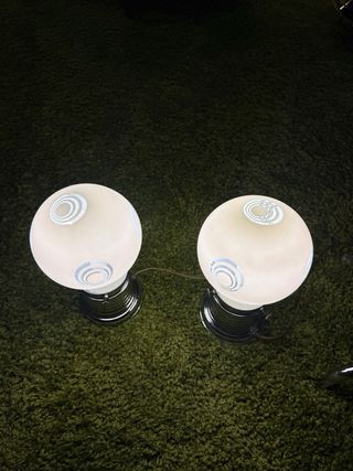 Coppia Lampade Vintage Vetro e Metallo