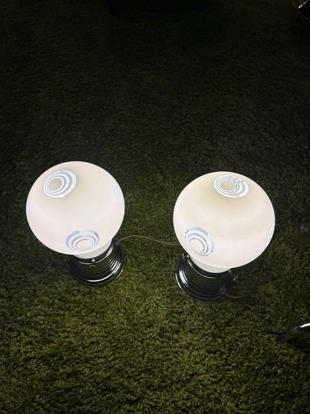 Coppia Lampade Vintage Vetro e Metallo