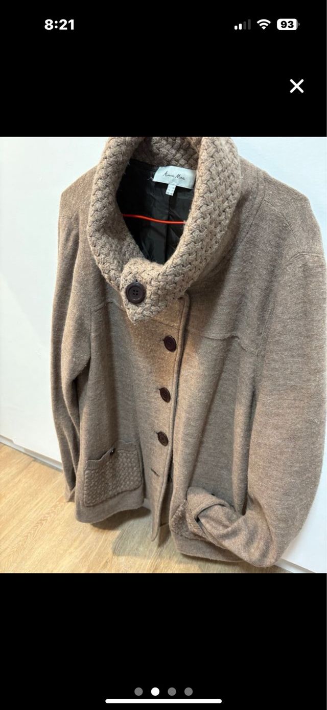 Chaquetón de lana Anna Mora Beige/Marrón