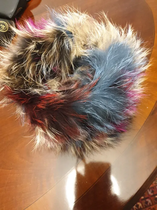 Cuello de piel natural multicolor