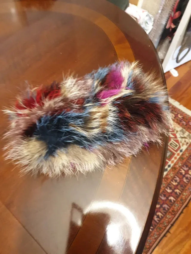 Cuello de piel natural multicolor