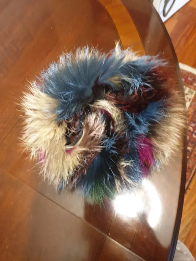 Cuello de piel natural multicolor