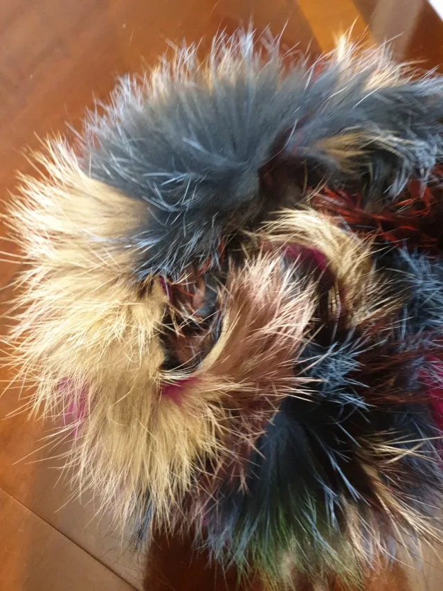 Cuello de piel natural multicolor