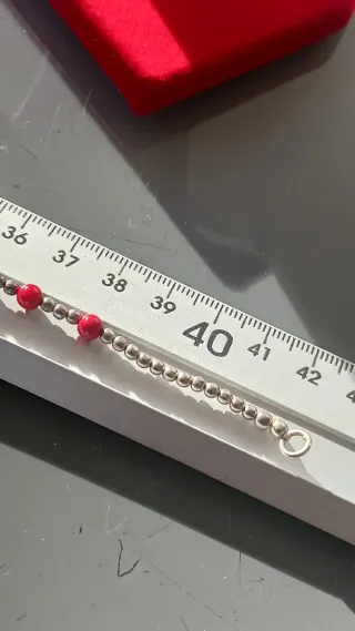 Collar Plata Ley y Coral Rojo