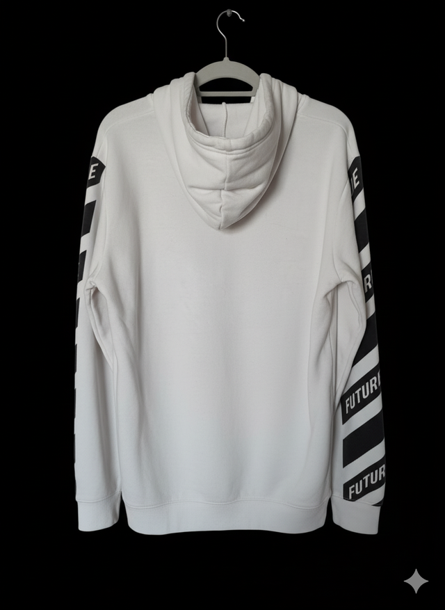Sudadera blanca con logo y rayas