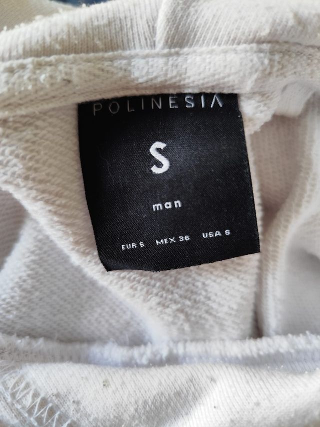 Sudadera blanca con logo y rayas