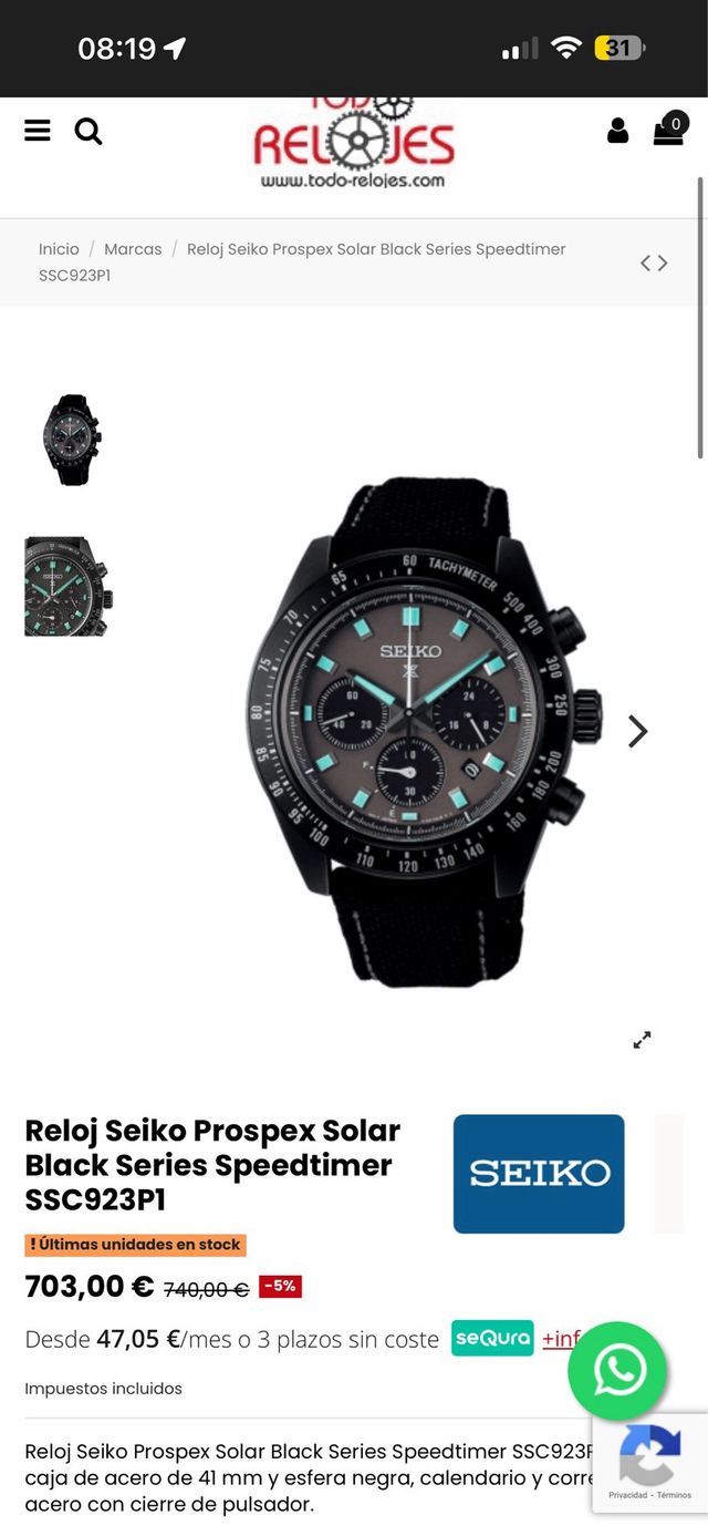 Reloj Seiko Prospex Plata