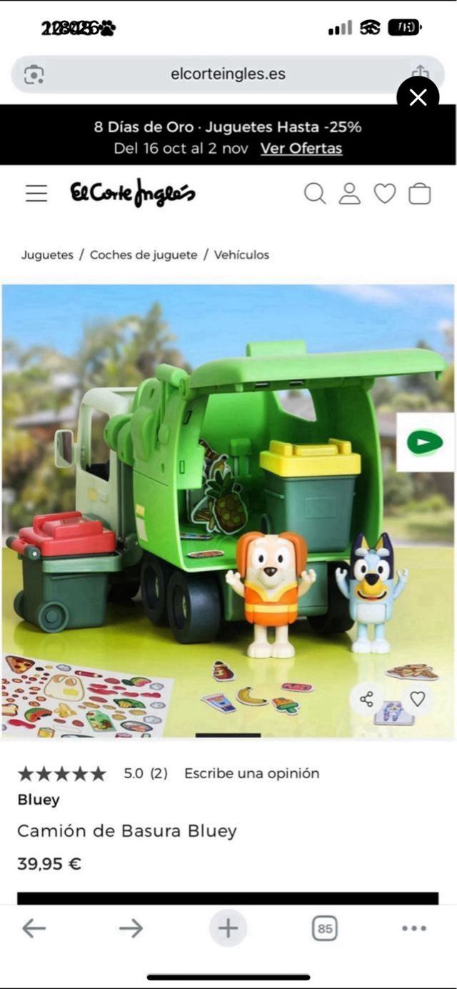 Camión de Basura Bluey Juguete Nuevo