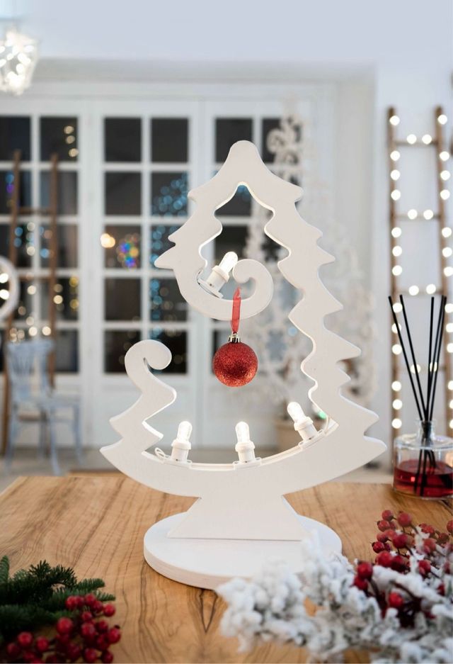 Albero Natale Luminaria Legno Bianco