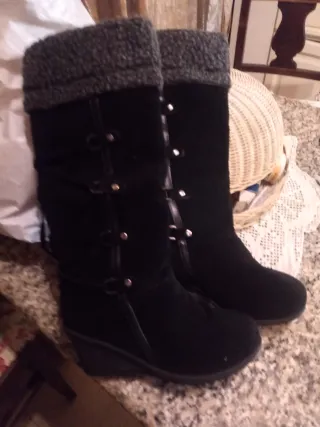 Stivali scamosciati neri donna metà polpaccio