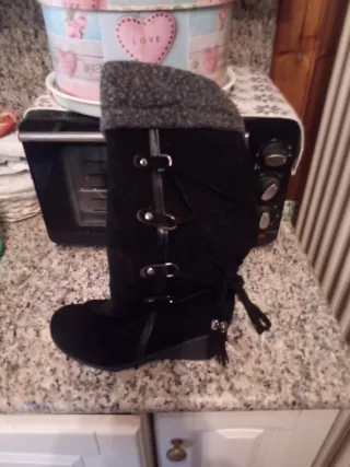 Stivali scamosciati neri donna metà polpaccio