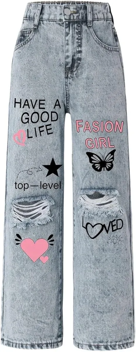 Pantalones vaqueros anchos desgastados