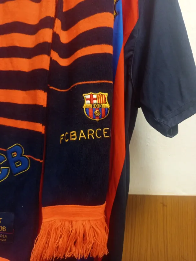 Bufanda FC Barcelona Rayas Naranja y Azul
