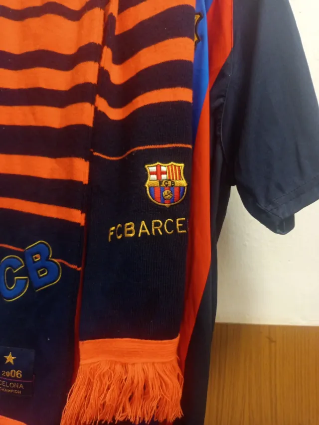Bufanda FC Barcelona Rayas Naranja y Azul