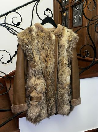 Pelliccia vera lupo marrone veste M L