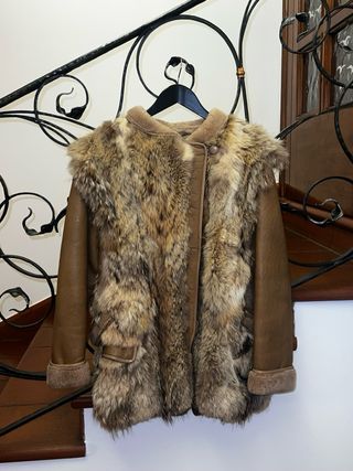Pelliccia vera lupo marrone veste M L
