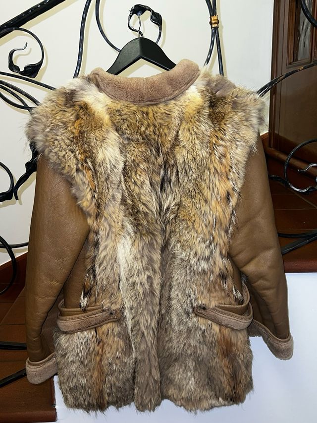 Pelliccia vera lupo marrone veste M L