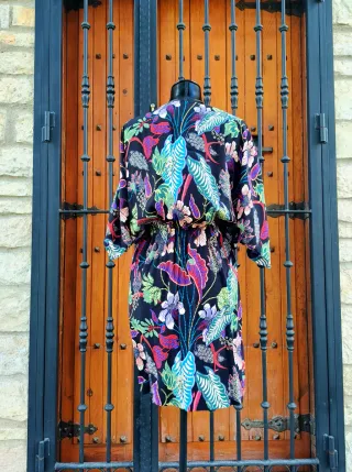 Vestido estampado manga ancha "Promod" Talla S/36